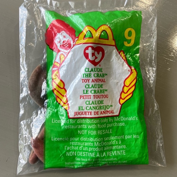 1999 McDonald's TY ~ Claude The Crab #9~ Teenie Beanie Babies - Picture 5 of 5